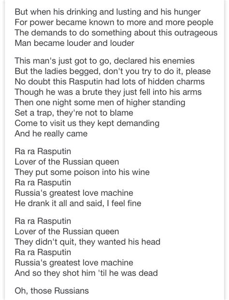 rasputin song with lyrics|rasputin full song lyrics.